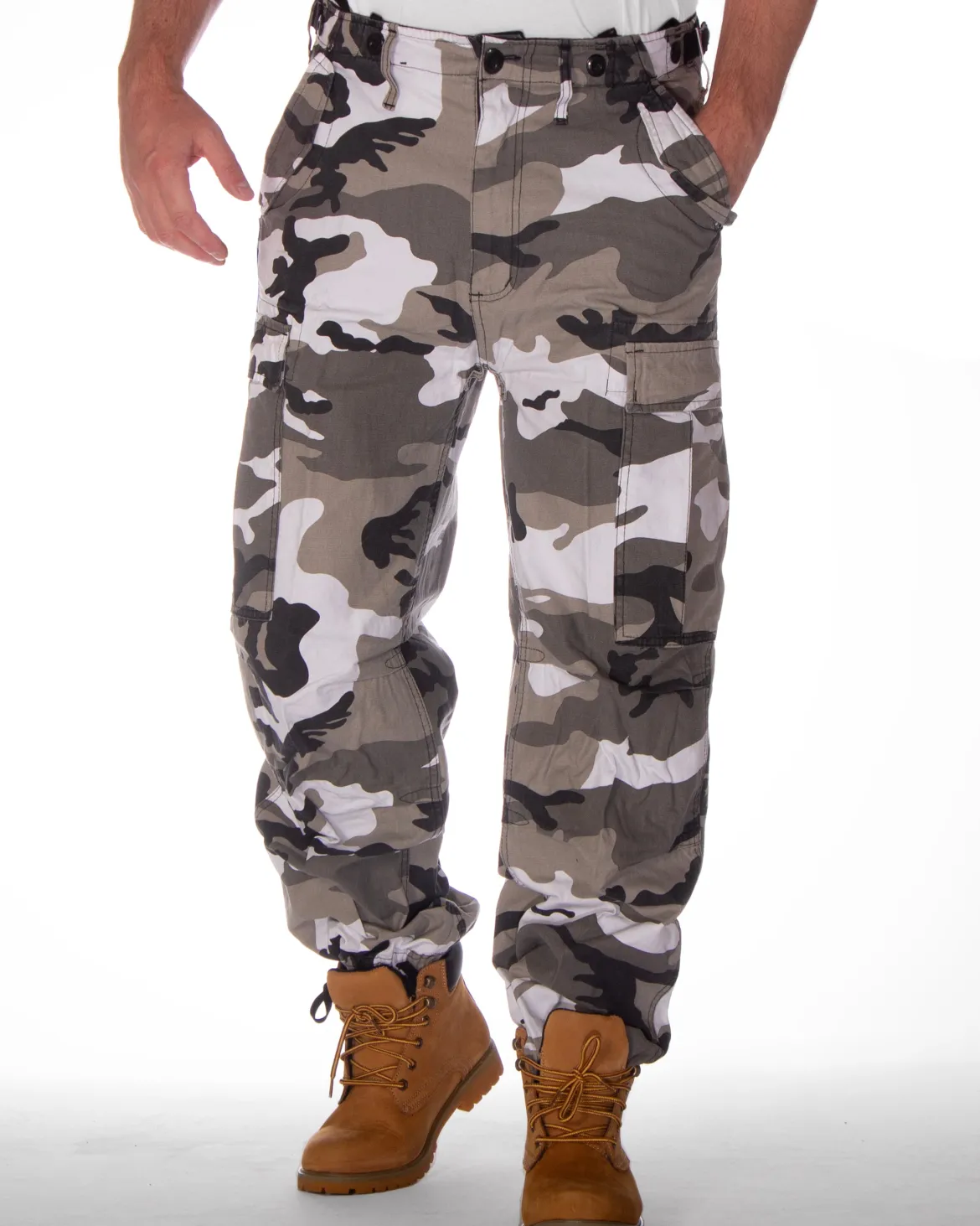 M-65 Vintage reisitaskuhousut - Valkoinen camo