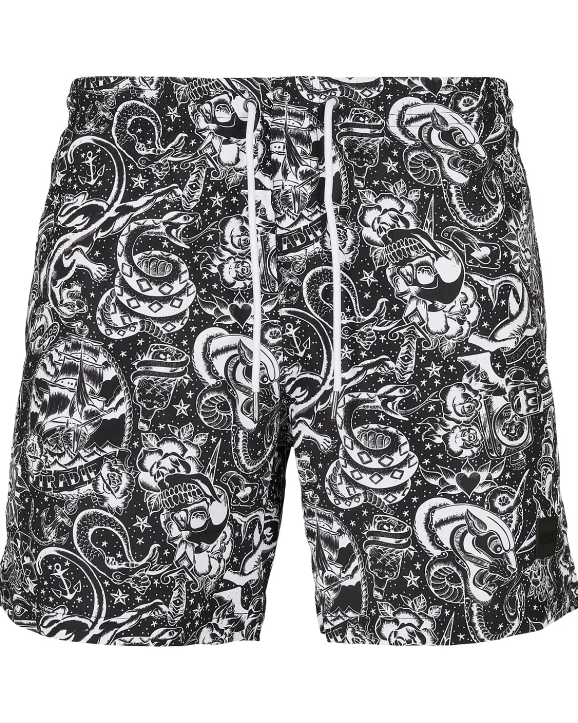 Pattern Tattoo uimashortsit - Musta/Valkoinen